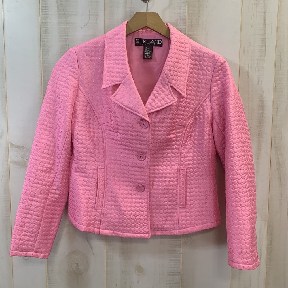 Silkland Pink Quilted Jacket Size M Pockets